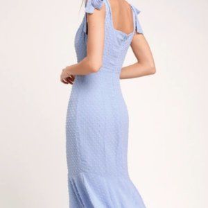 Lulus - Periwinkle Blue Swiss Dot Tie-Strap (M)